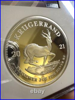 2021 R2 South Africa 2 oz Silver Krugerrand First Releases NGC PF 70 UCAM Coin