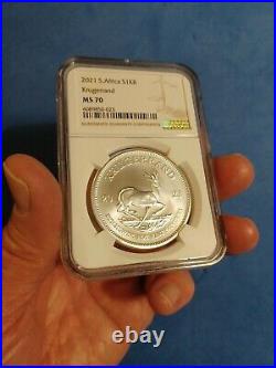 2021 SOUTH AFRICA 1oz SILVER KRUGERRAND NGC MS 70 Very Nice Coin