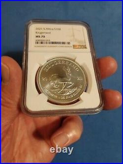 2021 SOUTH AFRICA 1oz SILVER KRUGERRAND NGC MS 70 Very Nice Coin