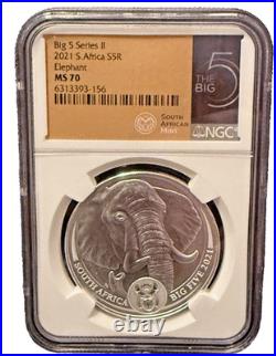 2021 S. Africa Big 5 Series II Elephant 5 R Silver NGC MS70