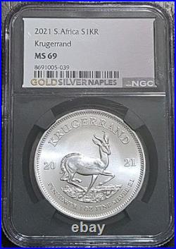 2021 Silver Krugerrand 1oz NGC MS69 South Africa BU Coin