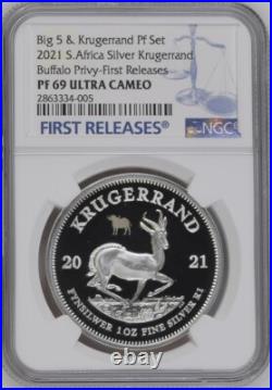 2021 Silver Krugerrand BUFFALO PRIVY NGC PF69 South Africa FIRST RELEASES