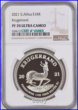2021 Silver Krugerrand Pf70 Ngc South Africa 1 Rand S1kr 1 Oz Proof R1