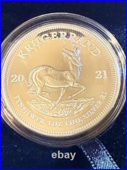 2021 Silver South Africa Proof Krugerrand 1 Oz Coin Box Coa