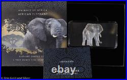 2021 Solomon Islands Animals of Africa 1 oz Silver Elephant Shaped Coin in OGP