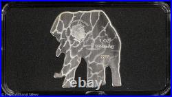 2021 Solomon Islands Animals of Africa 1 oz Silver Elephant Shaped Coin in OGP