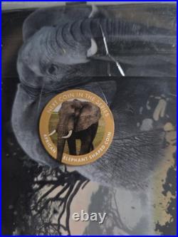 2021 Solomon Islands Animals of Africa 1 oz Silver Elephant Shaped Coin in OGP