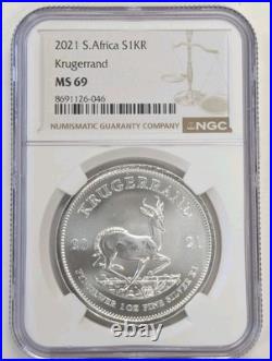 2021 South Africa 1 Rand Krugerrand 1 oz. 999 Silver NGC MS69- Z666