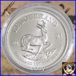 2021 South Africa 1 oz. 999 Silver Krugerrand In Capsule Brilliant Uncirculated