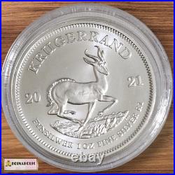 2021 South Africa 1 oz. 999 Silver Krugerrand In Capsule Brilliant Uncirculated