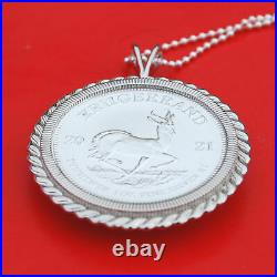 2021 South Africa 1 oz Silver Krugerrand Coin 925 Sterling Silver Necklace NEW