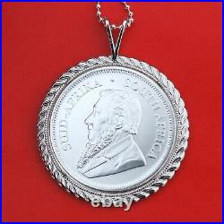 2021 South Africa 1 oz Silver Krugerrand Coin 925 Sterling Silver Necklace NEW