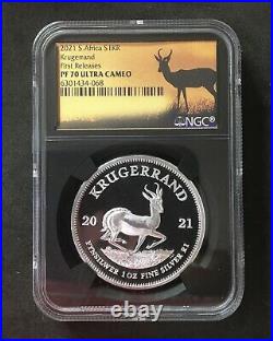 2021 South Africa 1 oz Silver Krugerrand Proof Coin NGC PF70 UC FR