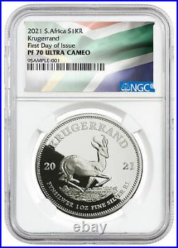 2021 South Africa 1 oz Silver Krugerrand Proof R1 Coin NGC PF70 UC FDI