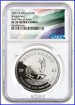 2021 South Africa 1 oz Silver Krugerrand Proof R1 Coin NGC PF70 UC FDOI