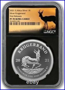 2021 South Africa 1 oz Silver Krugerrand Proof R1 Coin NGC PF70 UC FR BLACK CORE