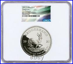 2021 South Africa 2 oz Silver Krugerrand Proof R2 Coin NGC PF70 UC FR