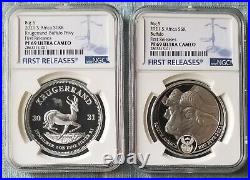 2021 South Africa KRUGERRAND PRIVY/BIG5 BUFFALO PF69 UC FIRST RELEASES (2 COINS)