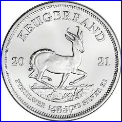2021 South Africa Silver Krugerrand 1 oz 1 Rand BU Five 5 Coins