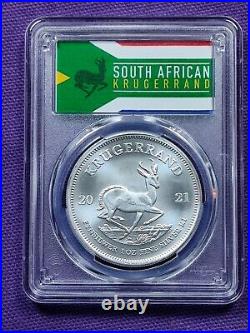 2021 South Africa Silver Krugerrand 1 oz 1 Rand MS70 PCGS First Strike