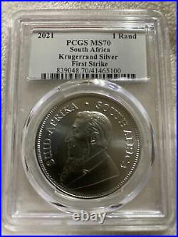 2021 South Africa Silver Krugerrand 1 oz 1 Rand MS70 PCGS First Strike