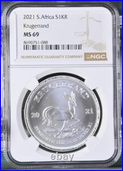 2021 South Africa Silver Krugerrand 1 oz NGC MS69 Brown Label