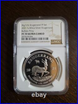2021 South Africa Silver Krugerrand Proof Buffalo Privy FDOI PF70