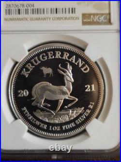 2021 South Africa Silver Krugerrand Proof Buffalo Privy FDOI PF70