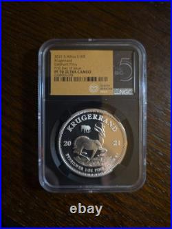 2021 South Africa Silver Krugerrand Proof Elephant Privy FDOI PF70