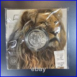 2022 5 RAND The Big Five Lion South Africa 1oz. 999 Fine Silver Coin / Unopened