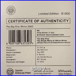 2022 BIG FIVE SERIES II SOUTH AFRICA Rhino silver coin BU COA OGP