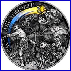 2022 David and Goliath 2 oz silver coin Ghana 2022
