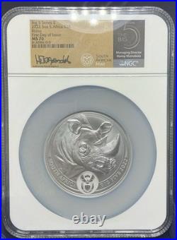 2022 NGC MS70 UCAM South Africa 5 oz Silver Rhino Big Five Series II Coin