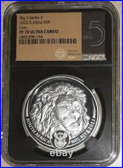 2022 PROOF Big Five Lion NGC PF70 1oz Silver Series II South Africa 5 Rand