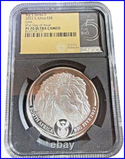 2022 S. Africa Big 5 Series II Lion First Releases NGC PF 70 Ultra Cameo FDOI