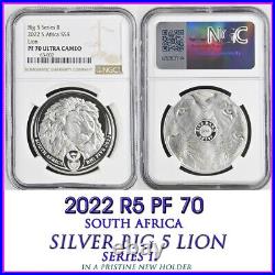 2022 Silver BIG 5 LION NGC PF 70 South Africa proof R5 BIG FIVE SERIES II