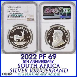 2022 Silver Krugerrand Pf69 Ngc South Africa 1 Rand S1kr 1 Oz Proof R1 5th Anv