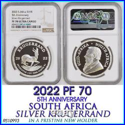 2022 Silver Krugerrand Pf70 Ngc South Africa 1 Rand S1kr 1 Oz Proof R1 5th Anv