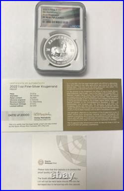 2022 South Africa 1oz. 999 Silver Krugerrand NGC PF70 Ultra Cameo with COA