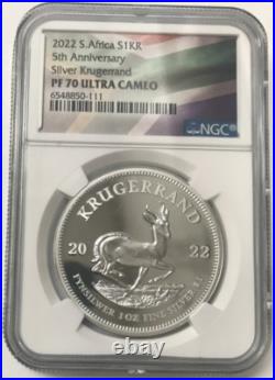 2022 South Africa 1oz. 999 Silver Krugerrand NGC PF70 Ultra Cameo with COA