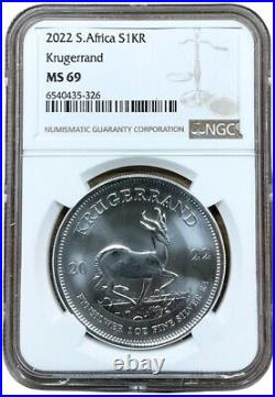 2022 South Africa 1oz Silver Krugerrand NGC MS69 Brown Label 10 Pack withCase