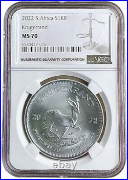 2022 South Africa 1oz Silver Krugerrand NGC MS70 Brown Label 10 Pack withCase