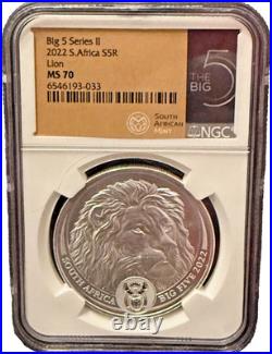 2022 South Africa 5 Rand Big 5 Series II Lion NGC MS70