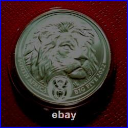 2022 South Africa 5 Rand Big Five-Lion Coin 1 Troy oz. 999 Silver-15,000 Minted