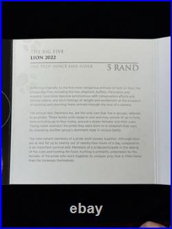 2022 South Africa Big 5 Lion 1oz Silver. 999 In Original Package Item #930