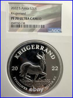 2022 South Africa S2KR Krugerrand 2 oz. 999 Silver NGC PF70 Ultra Cameo