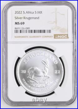 2022 South Africa Silver Krugerrand 1 oz NGC MS69 Brown Label