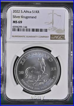 2022 South Africa Silver Krugerrand 1 oz NGC MS69 Brown Label