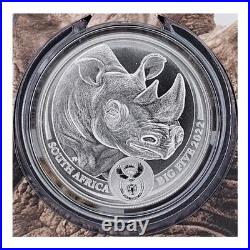 2022 South African Mint 1 Ounce Silver Big 5 Black & White Rhino. 999 Fine 1 oz