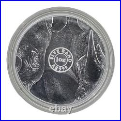 2022 South African Mint 1 Ounce Silver Big 5 Black & White Rhino. 999 Fine 1 oz